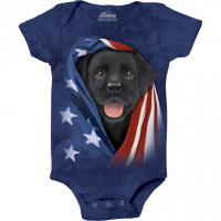 Infant Patriotic Black Lab Pup Baby grow